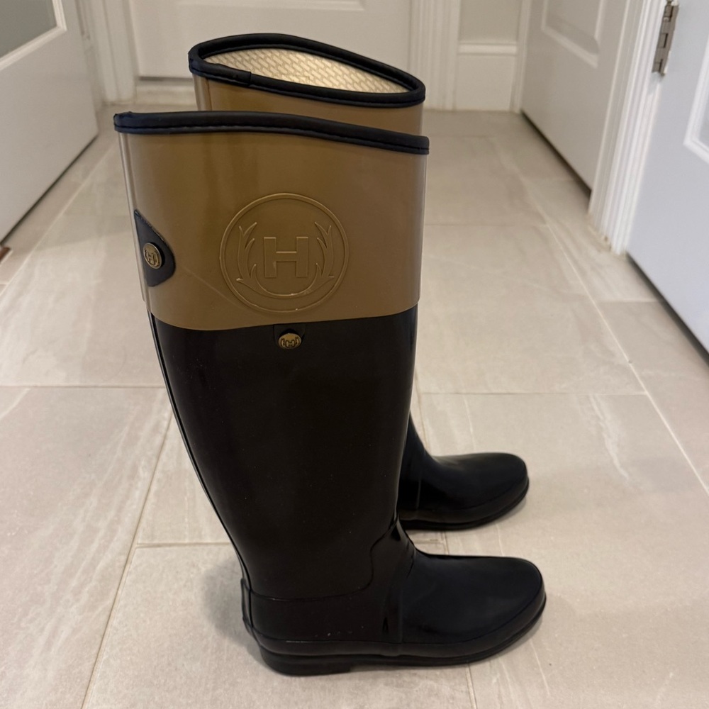 Hunter Black & Tan Tall Rain Boots